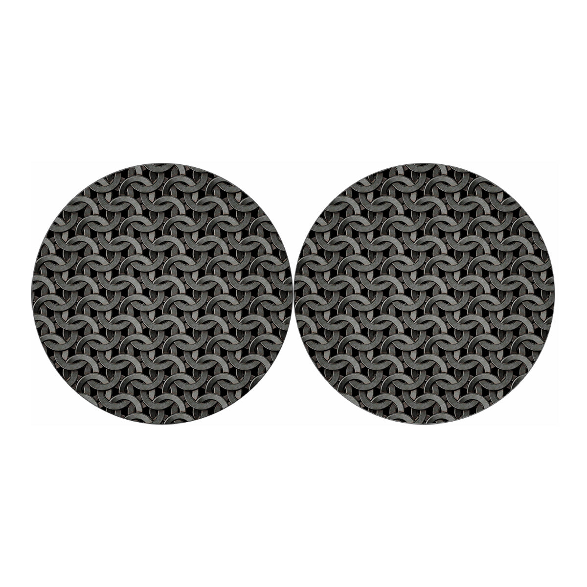 Metal Chainmail Pattern Print Car Coasters