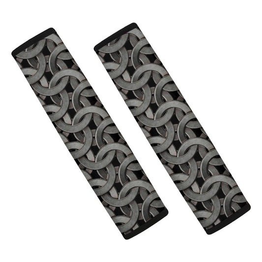 Metal Chainmail Pattern Print Car Seat Belt Covers