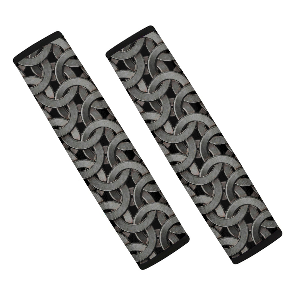 Metal Chainmail Pattern Print Car Seat Belt Covers