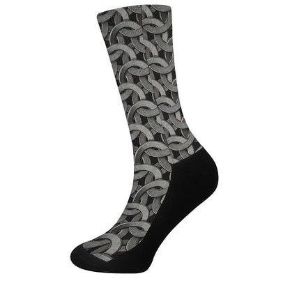 Metal Chainmail Pattern Print Crew Socks