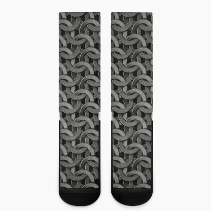 Metal Chainmail Pattern Print Crew Socks