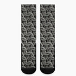 Metal Chainmail Pattern Print Crew Socks