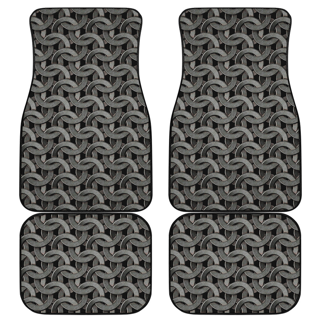 Metal Chainmail Pattern Print Front and Back Car Floor Mats