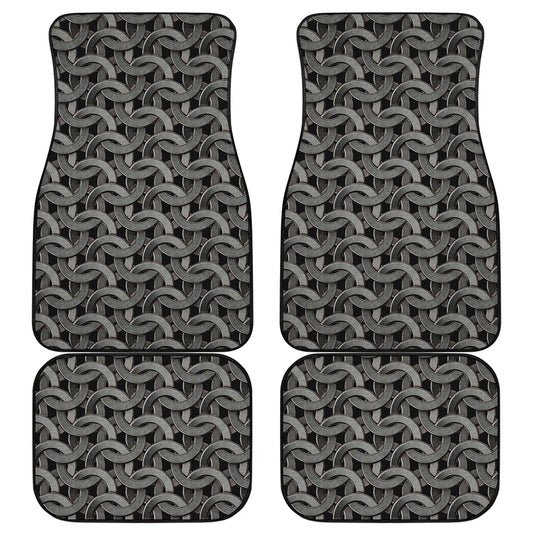 Metal Chainmail Pattern Print Front and Back Car Floor Mats