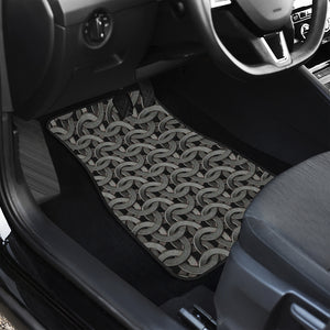 Metal Chainmail Pattern Print Front and Back Car Floor Mats