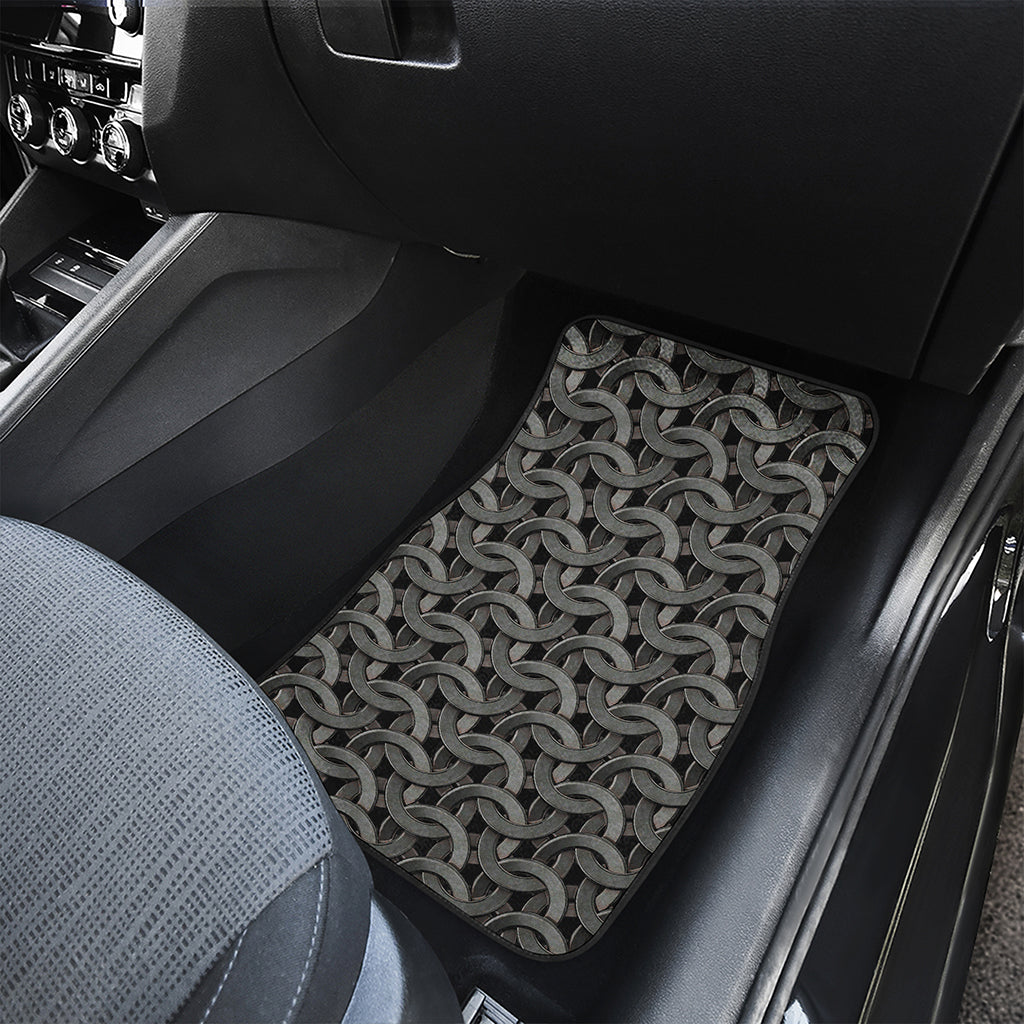 Metal Chainmail Pattern Print Front and Back Car Floor Mats