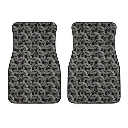 Metal Chainmail Pattern Print Front Car Floor Mats