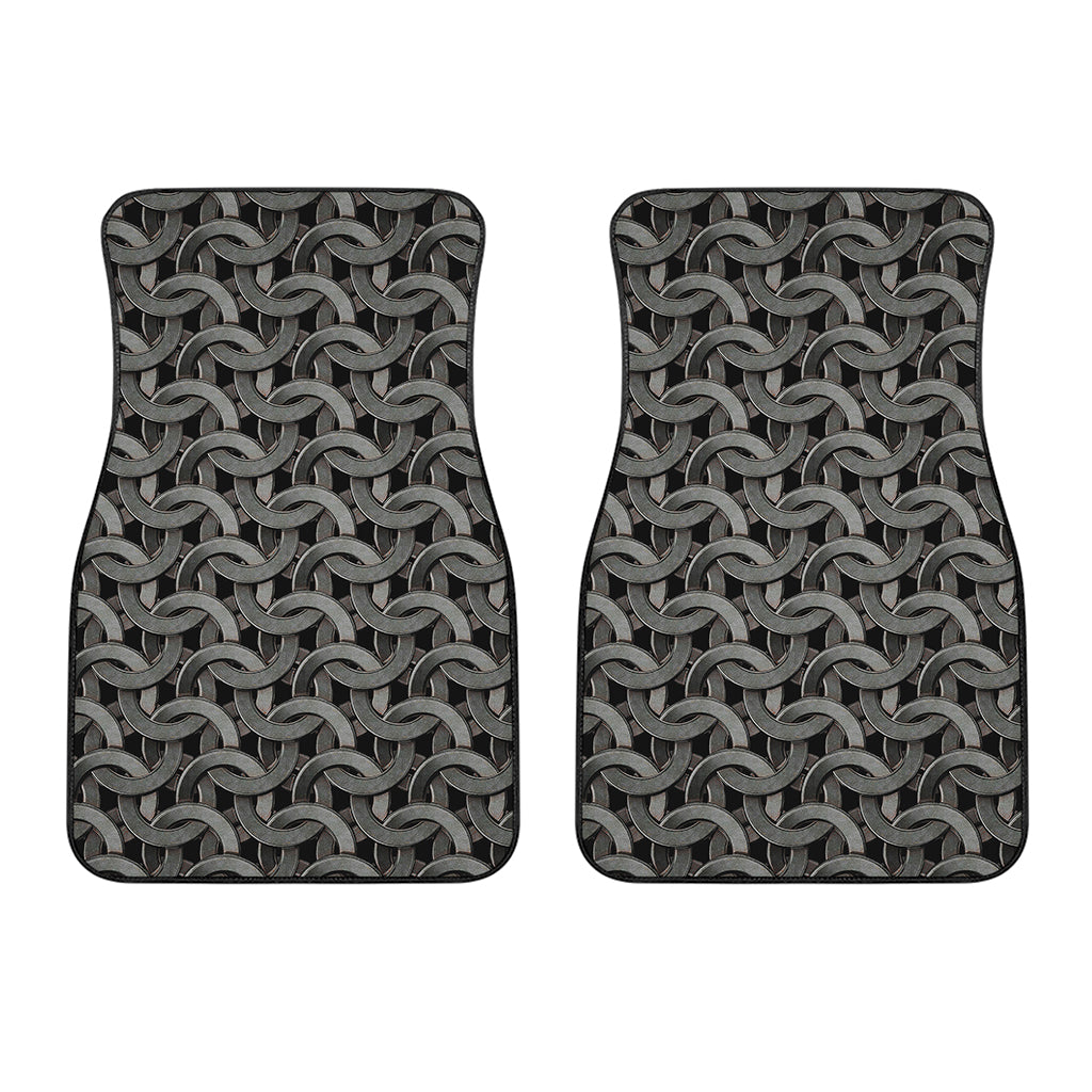 Metal Chainmail Pattern Print Front Car Floor Mats