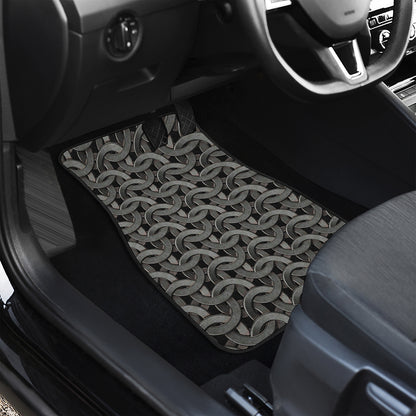 Metal Chainmail Pattern Print Front Car Floor Mats