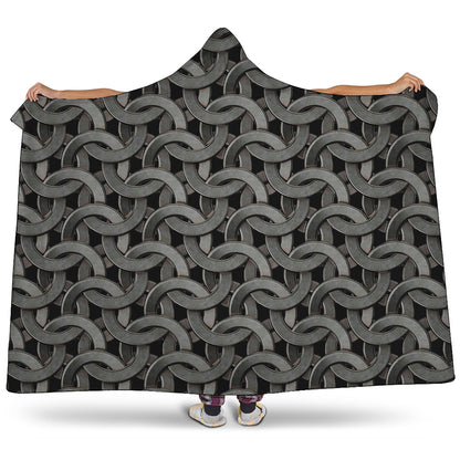 Metal Chainmail Pattern Print Hooded Blanket