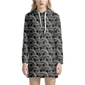Metal Chainmail Pattern Print Pullover Hoodie Dress