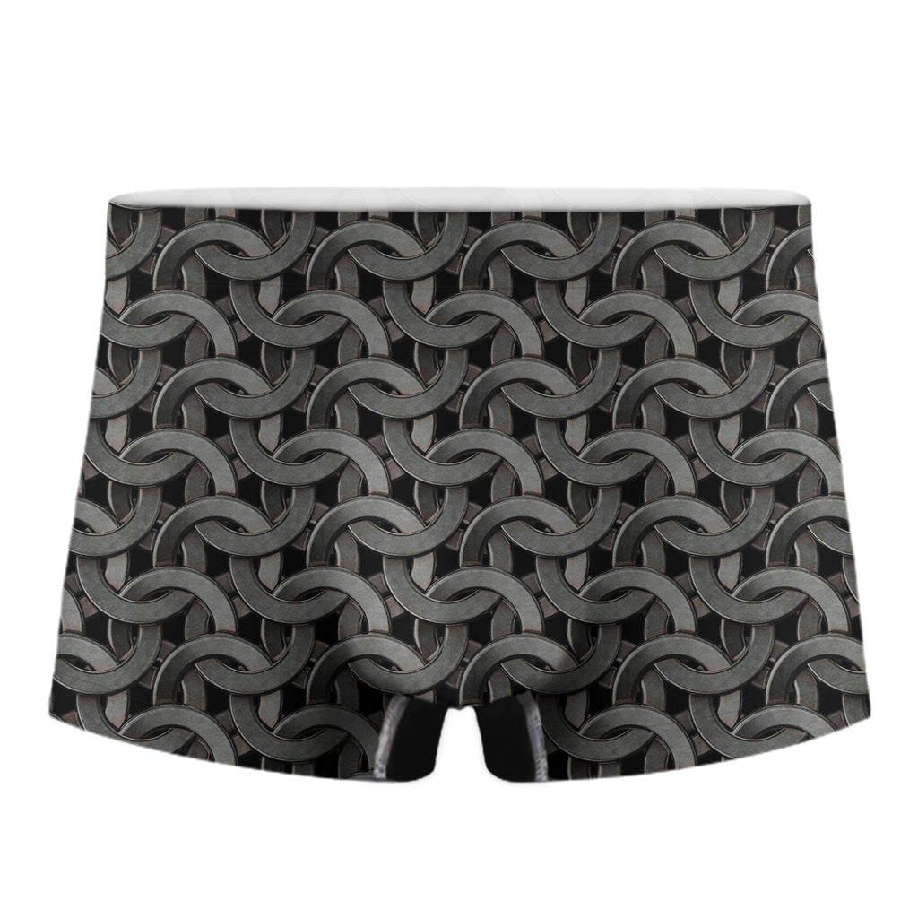 Metal Chainmail Pattern Print Men's Boxer Briefs
