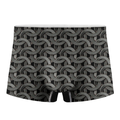 Metal Chainmail Pattern Print Men's Boxer Briefs