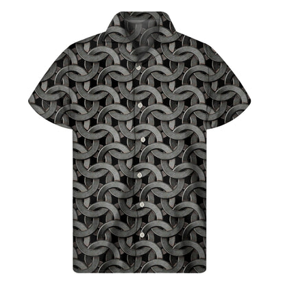 Metal Chainmail Pattern Print Men's Short Sleeve Shirt