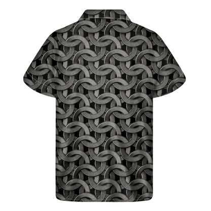 Metal Chainmail Pattern Print Men's Short Sleeve Shirt