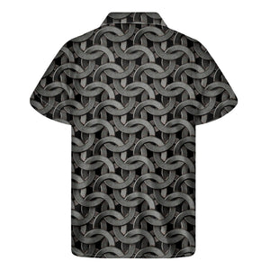 Metal Chainmail Pattern Print Men's Short Sleeve Shirt