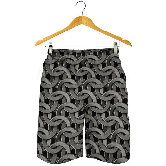 Metal Chainmail Pattern Print Men's Shorts