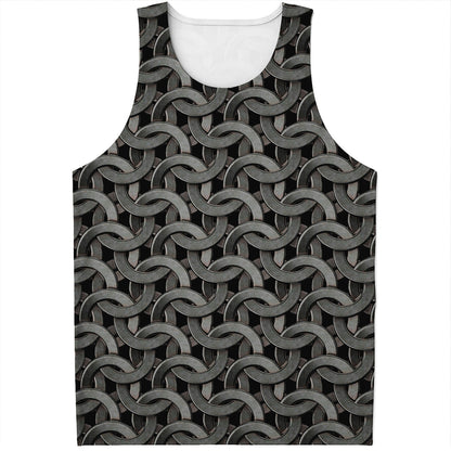 Metal Chainmail Pattern Print Men's Tank Top