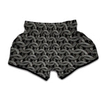 Metal Chainmail Pattern Print Muay Thai Boxing Shorts