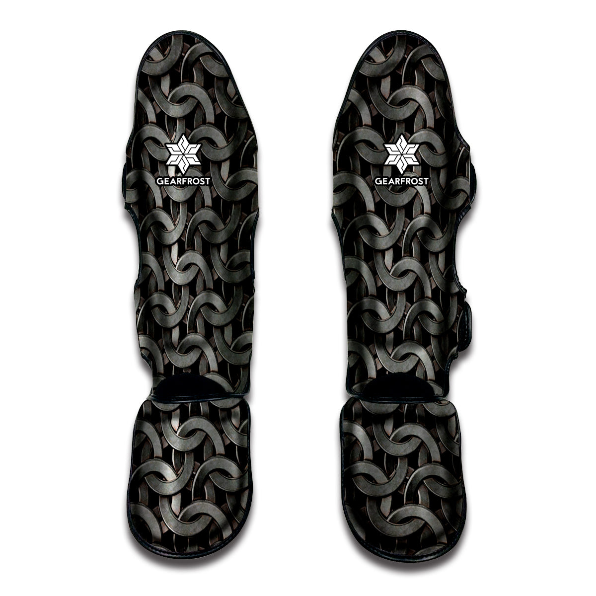 Metal Chainmail Pattern Print Muay Thai Shin Guard