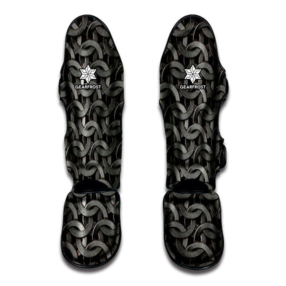 Metal Chainmail Pattern Print Muay Thai Shin Guard