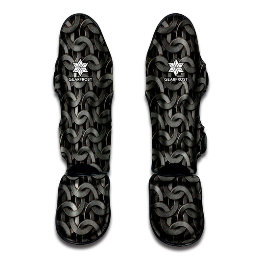 Metal Chainmail Pattern Print Muay Thai Shin Guard