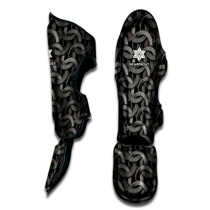 Metal Chainmail Pattern Print Muay Thai Shin Guard