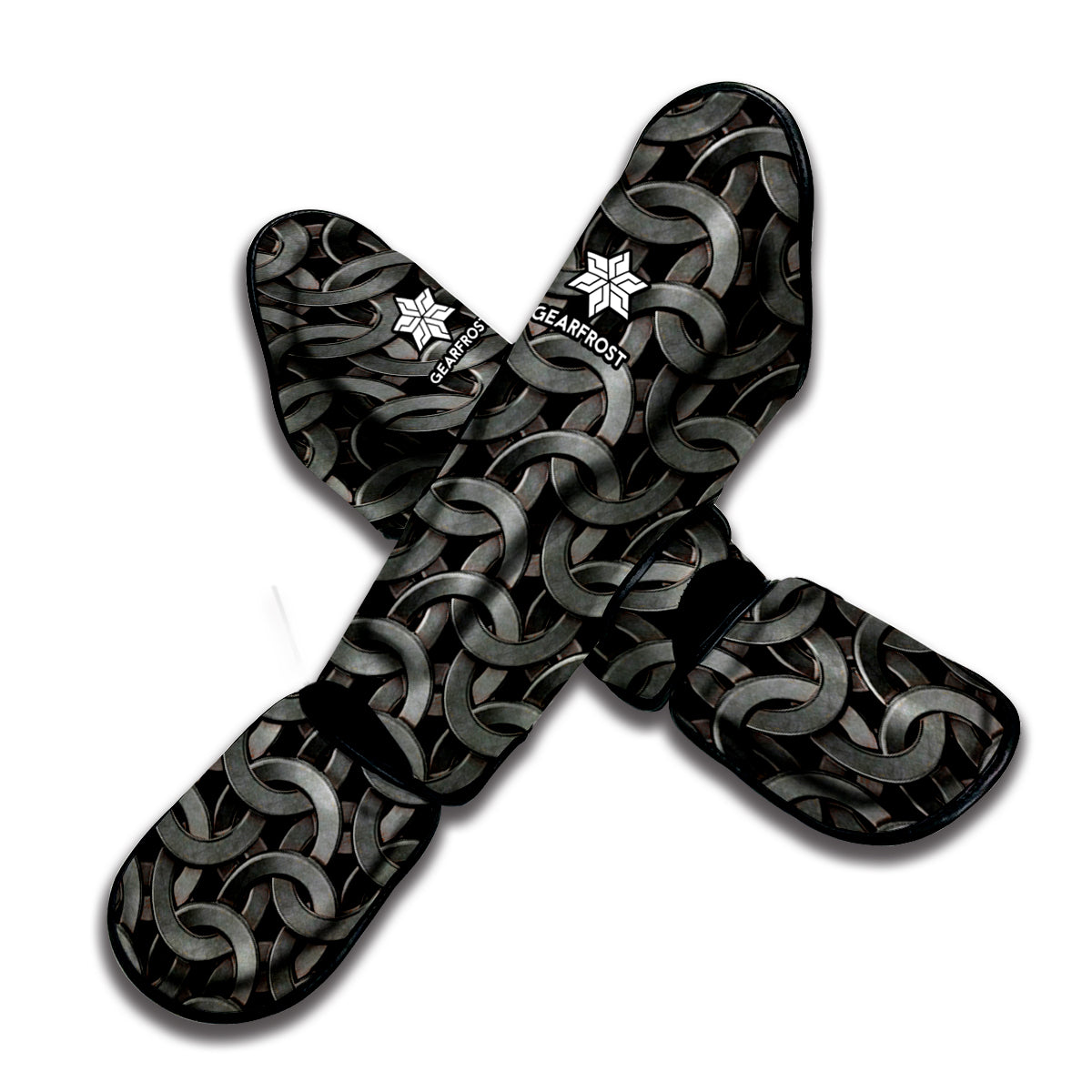 Metal Chainmail Pattern Print Muay Thai Shin Guard