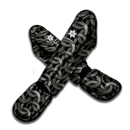 Metal Chainmail Pattern Print Muay Thai Shin Guard