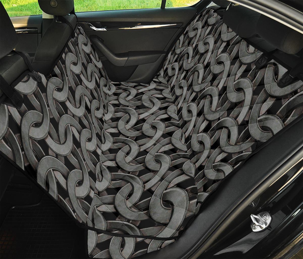 Metal Chainmail Pattern Print Pet Car Back Seat Cover