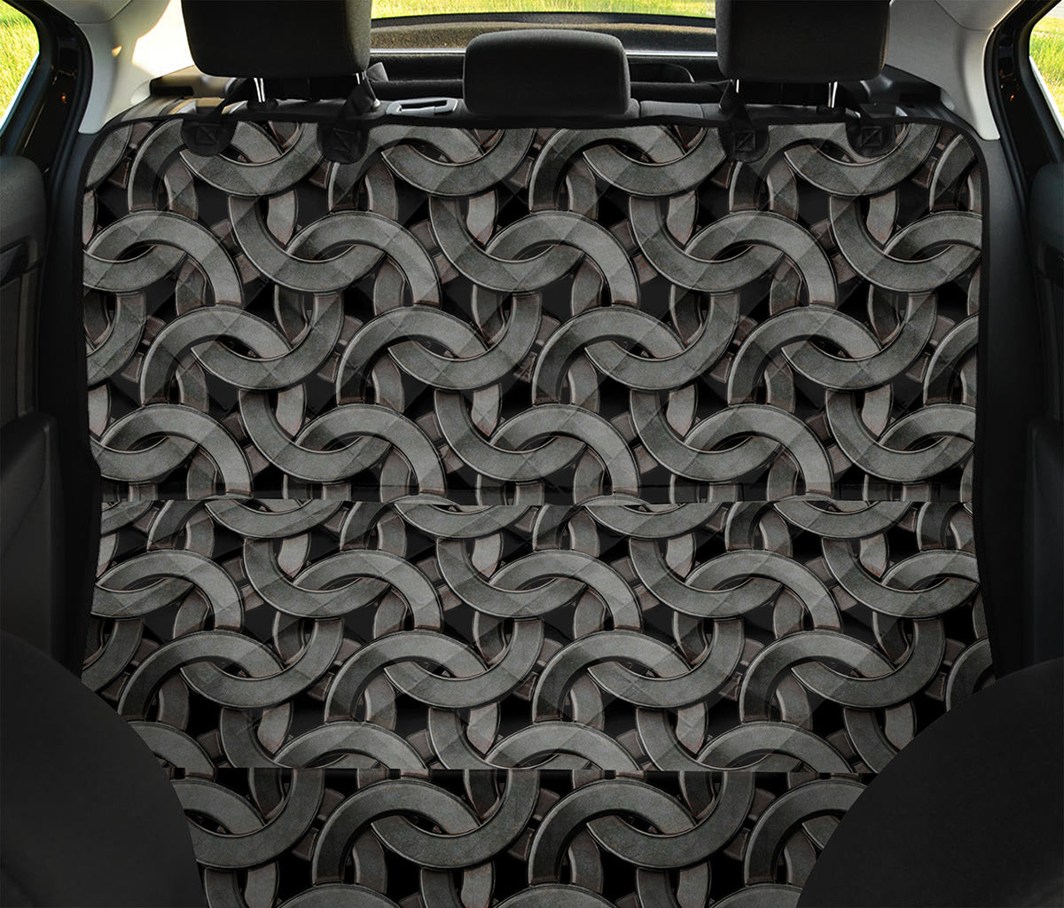 Metal Chainmail Pattern Print Pet Car Back Seat Cover