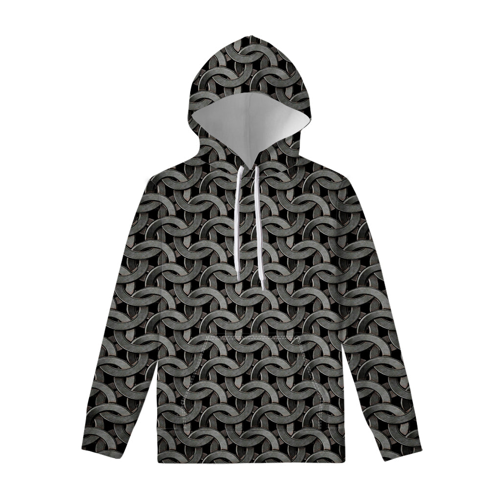Metal Chainmail Pattern Print Pullover Hoodie
