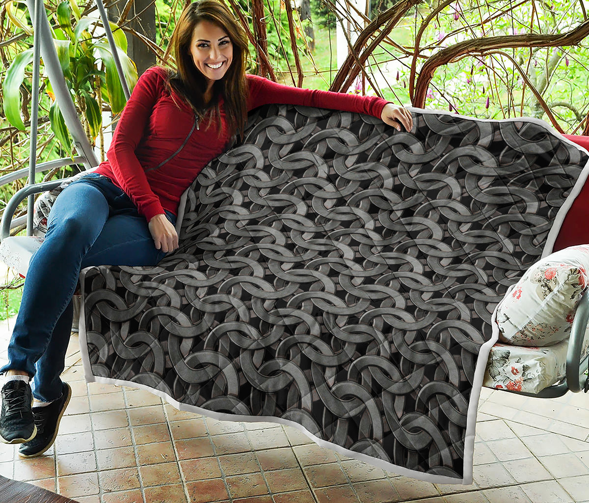 Metal Chainmail Pattern Print Quilt