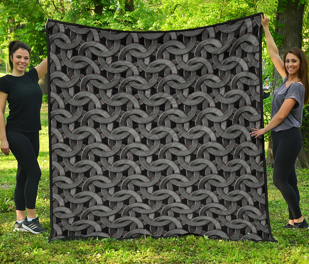 Metal Chainmail Pattern Print Quilt