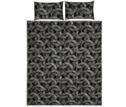 Metal Chainmail Pattern Print Quilt Bed Set