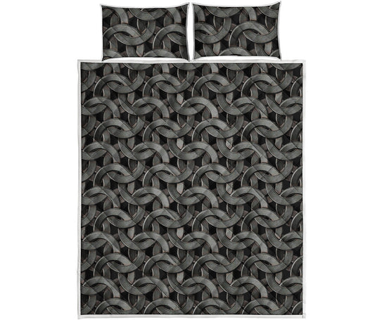 Metal Chainmail Pattern Print Quilt Bed Set