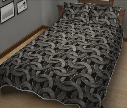 Metal Chainmail Pattern Print Quilt Bed Set