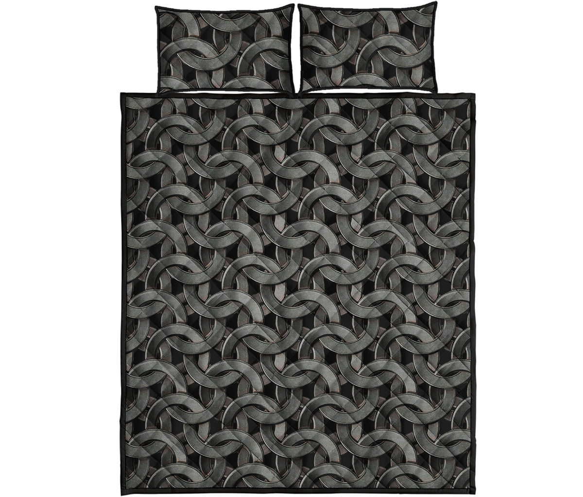 Metal Chainmail Pattern Print Quilt Bed Set