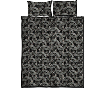 Metal Chainmail Pattern Print Quilt Bed Set