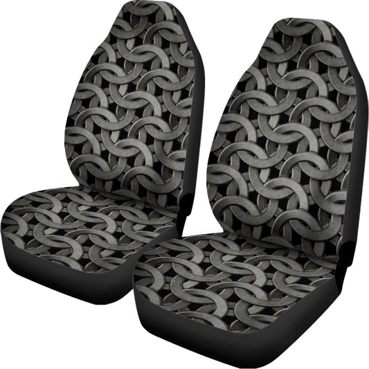 Metal Chainmail Pattern Print Universal Fit Car Seat Covers