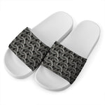 Metal Chainmail Pattern Print White Slide Sandals
