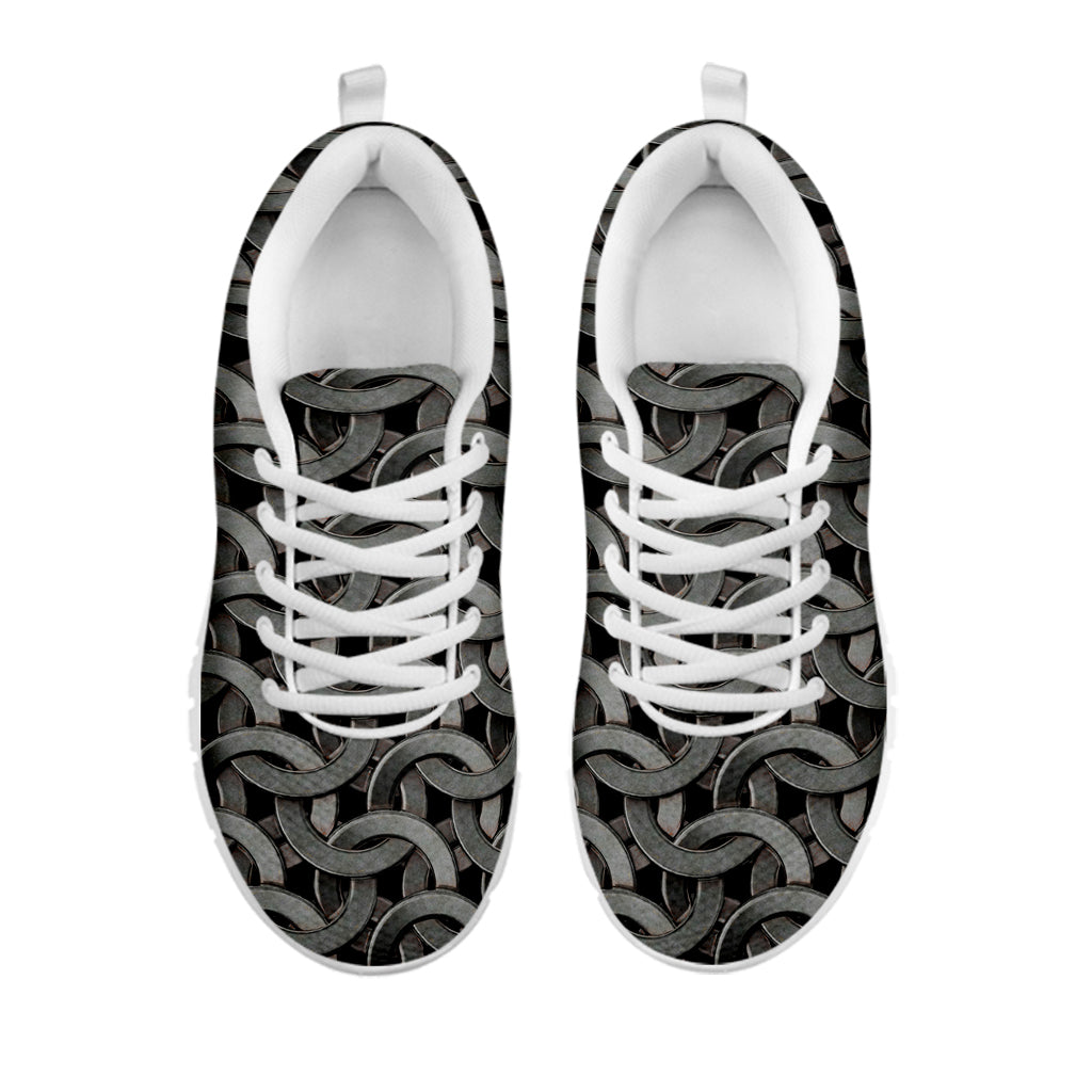 Metal Chainmail Pattern Print White Sneakers