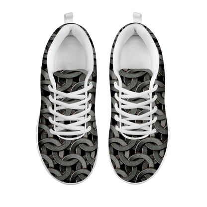 Metal Chainmail Pattern Print White Sneakers