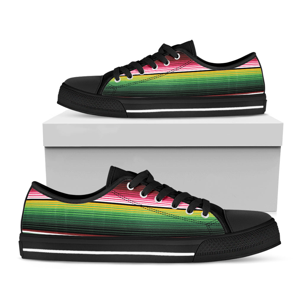 Mexican Serape Blanket Pattern Print Black Low Top Shoes