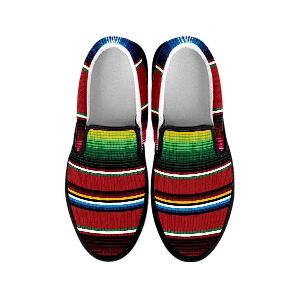 Mexican Serape Blanket Pattern Print Black Slip On Shoes