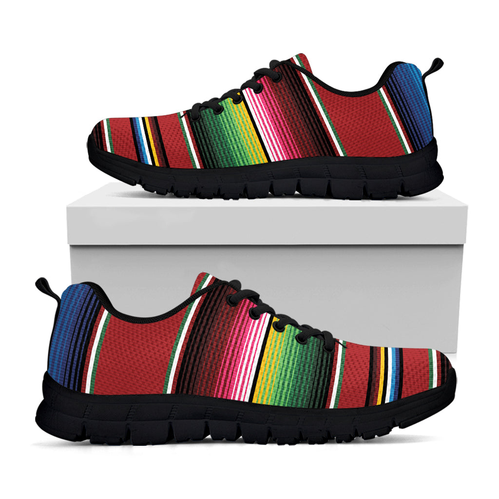 Mexican Serape Blanket Pattern Print Black Sneakers