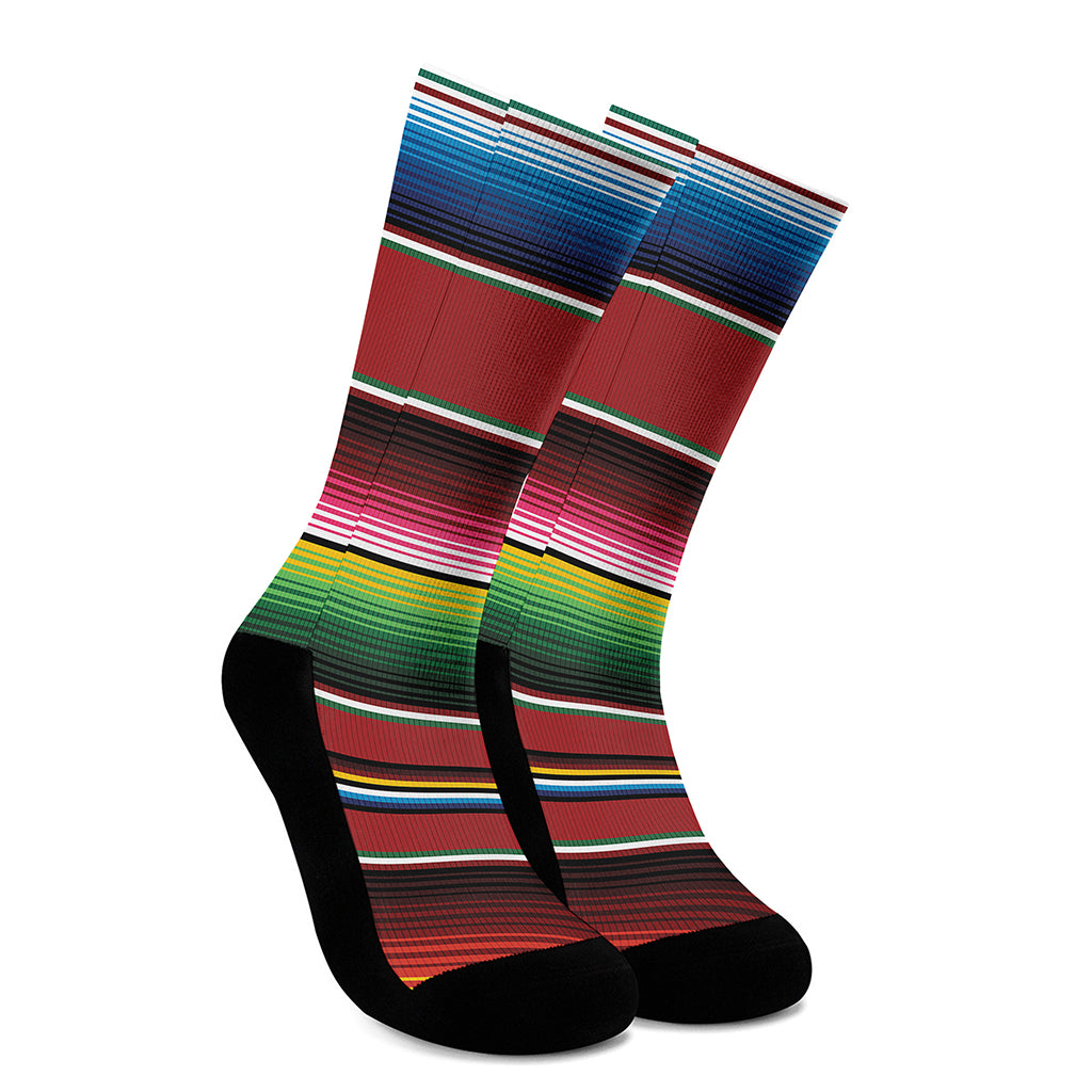 Mexican Serape Blanket Pattern Print Crew Socks