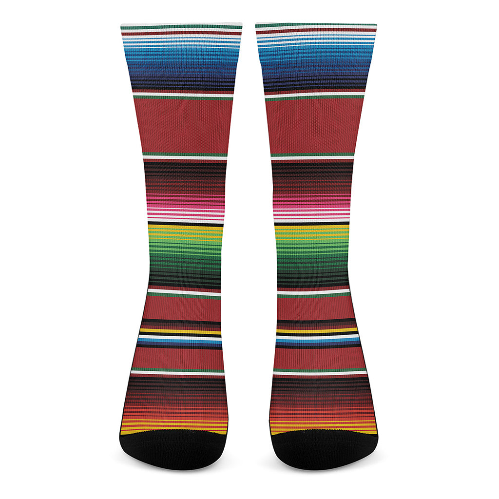 Mexican Serape Blanket Pattern Print Crew Socks
