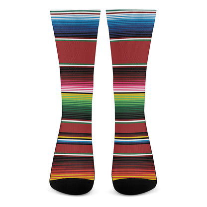 Mexican Serape Blanket Pattern Print Crew Socks