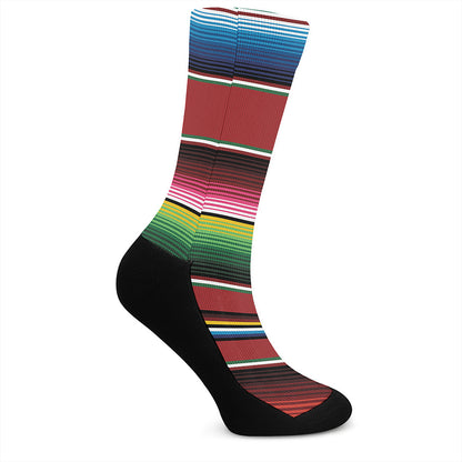 Mexican Serape Blanket Pattern Print Crew Socks